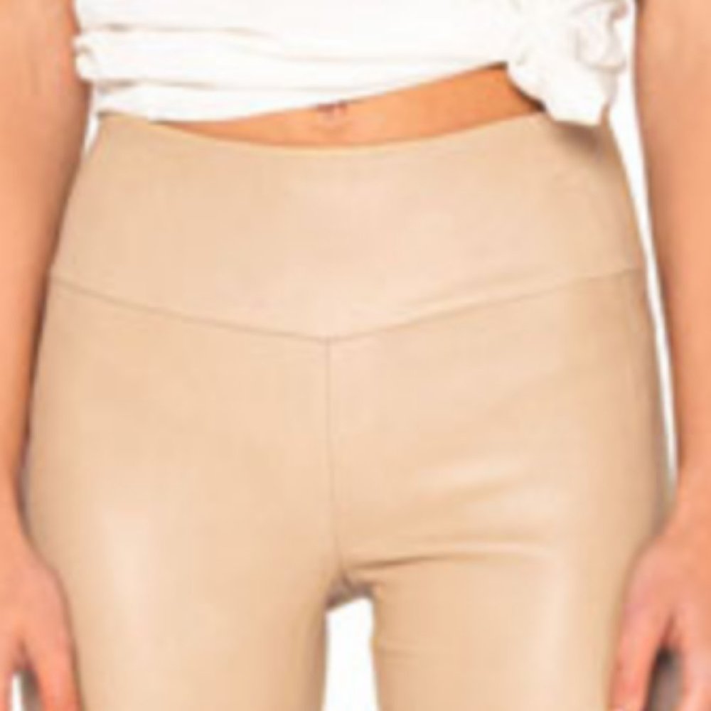 NWT Auc LaMarque Ama Stretchy Leather Skinny Beige Pants - Picture 10 of 14
